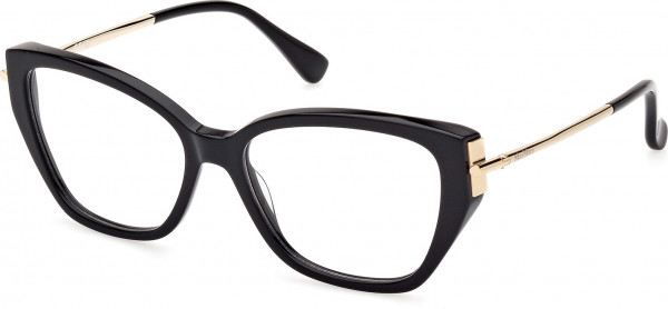 Max Mara MM5117 Eyeglasses, 001 - Shiny Black / Shiny Pale Gold