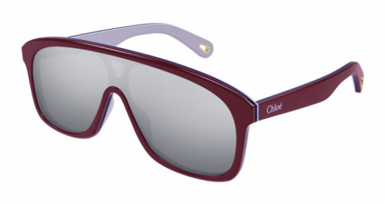 Chloé CH0212S Sunglasses, 002 - BURGUNDY with SILVER lenses