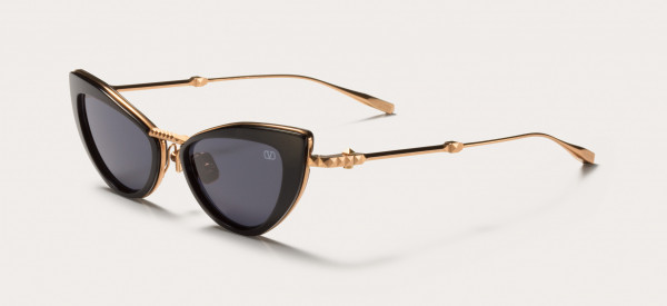 Valentino VALENTINO VIII Sunglasses, Rose Gold titanium - Solid Black Acetate - Dark Grey Lenses - AR