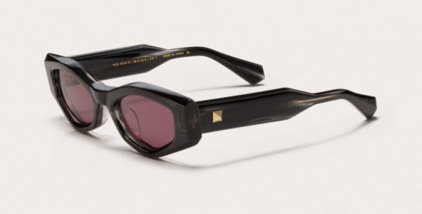 Valentino V - TRE Sunglasses, Translucent Black Swirl - White Gold w/ Dark Bordeaux - AR