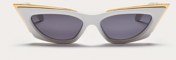 Valentino V - GOLDCUT - I Sunglasses, White - Yellow Gold w/ Dark Grey - AR