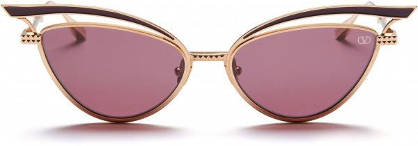 Valentino V - GLASSLINER Sunglasses, V- Light Gold - Bordeaux Enamel w/ Dark Bordeaux - AR