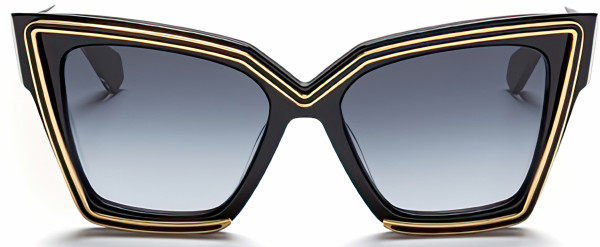 Valentino V - GRACE Sunglasses, Black - Yellow Gold w/ Dark Grey to Clear - AR