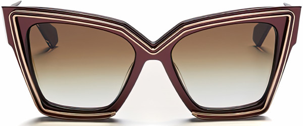 Valentino V - GRACE Sunglasses, Bordeaux - White Gold  w/ Dark Brown to Clear - AR