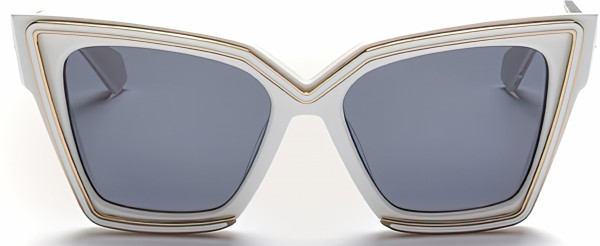 Valentino V - GRACE Sunglasses, White - Light Gold w/ Dark Grey  - AR