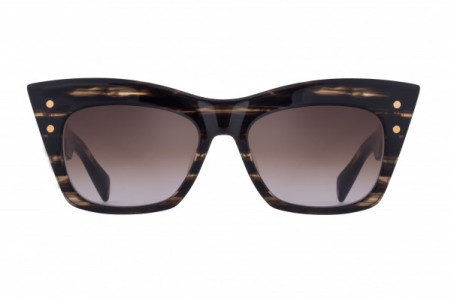 Balmain B - II Sunglasses, Dark Brown Swirl - Gold w/ Dark Brown to Clear - AR