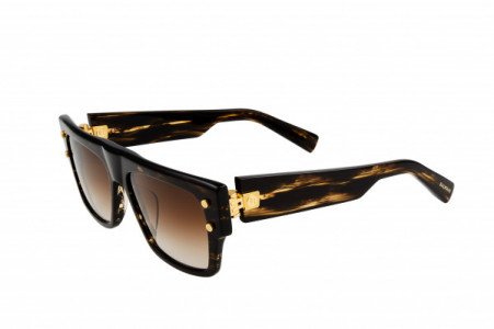 Balmain B - III Sunglasses, Dark Brown Swirl - Gold  w/ Dark Brown to Clear - AR