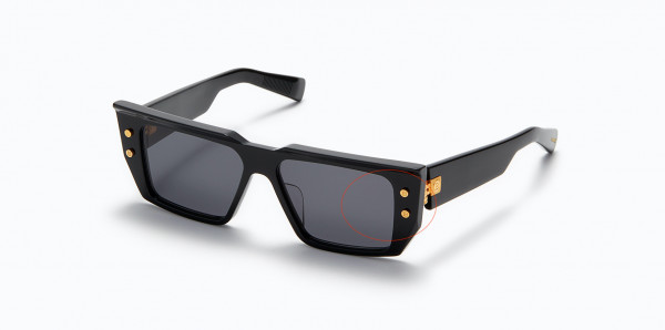 Balmain B - VI Sunglasses, Black - Gold w/ Dark Grey - AR