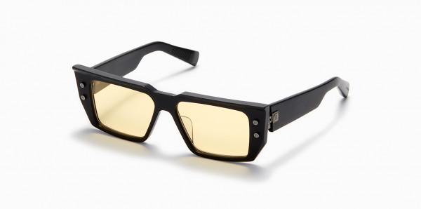 Balmain B - VI Sunglasses, Matte Black - Black Rhodium w/ Amber - Gold Flash Mirror - AR