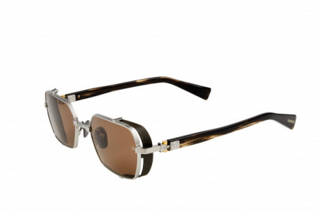 Balmain BRIGADE - III Sunglasses, Black Palladium - Dark Brown Swirl w/ Dark Brown - AR