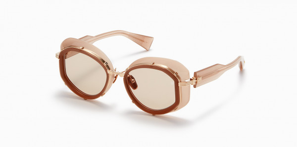 Balmain BRIGITTE Sunglasses, Nude - White Gold w/ Medium Brown -AR