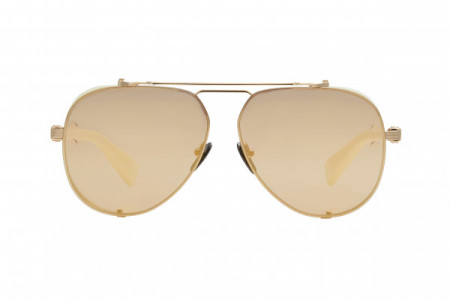 Balmain CAPTAINE Sunglasses, White Gold - Bone w/ Brown - Gold Mirror - AR