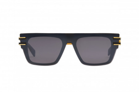 Balmain SOLDAT Sunglasses, Black - Gold w/ Dark Grey - Black Flash Mirror - AR