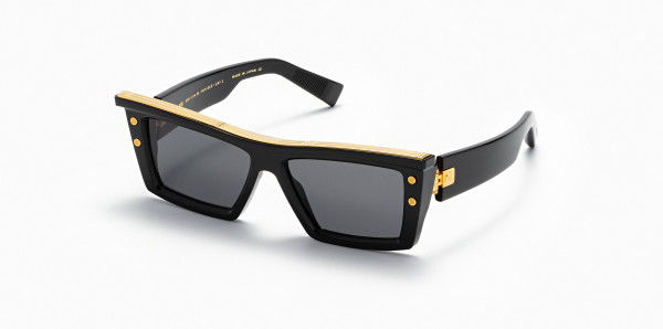 Balmain B-VII Sunglasses, Black - Gold w/ Dark Grey - AR