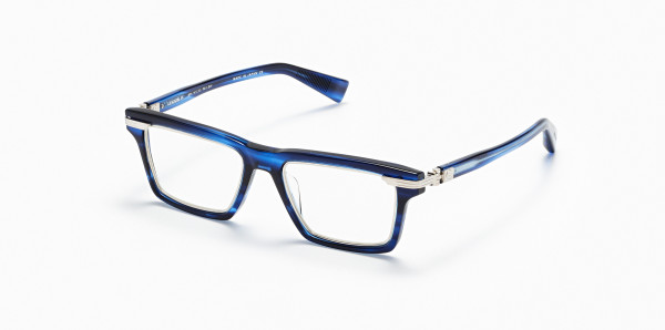 Balmain LEGION - IV Eyeglasses, Blue Swirl - Brushed Silver
