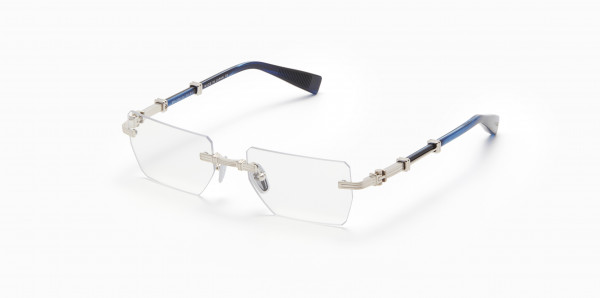 Balmain PIERRE Eyeglasses, Brushed Silver - Blue Swirl