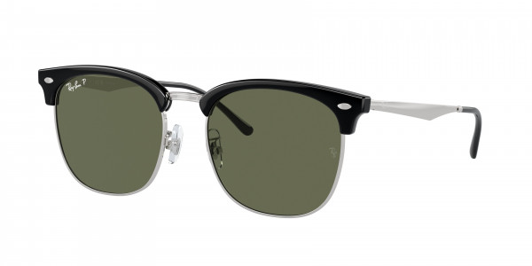 Ray-Ban RB4418D Sunglasses, 66709A BLACK ON SILVER DARK GREEN POL (BLACK)