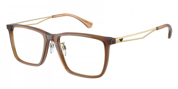 Emporio Armani EA3214D Eyeglasses, 5044 SHINY TRANSPARENT BROWN (BROWN)