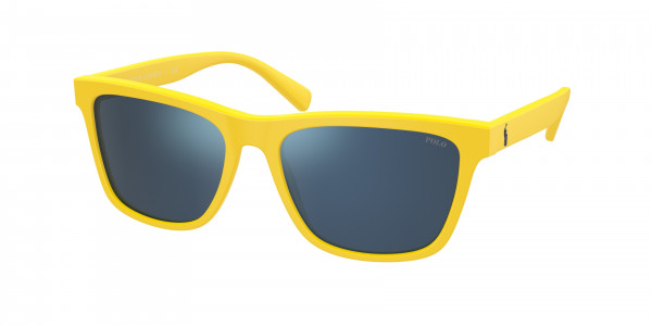 Polo PH4167F Sunglasses, 542055 MATTE YELLOW DARK BLUE MIRROR (YELLOW)