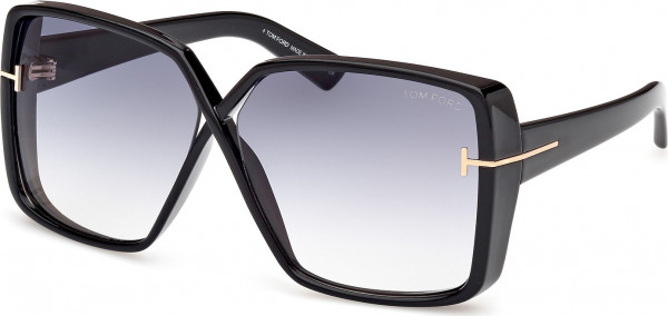 Tom Ford FT1117 YVONNE Sunglasses, 01B - Shiny Black / Shiny Black