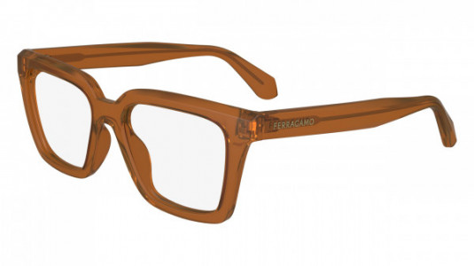Ferragamo SF2985 Eyeglasses, (261) TRANSPARENT CARAMEL