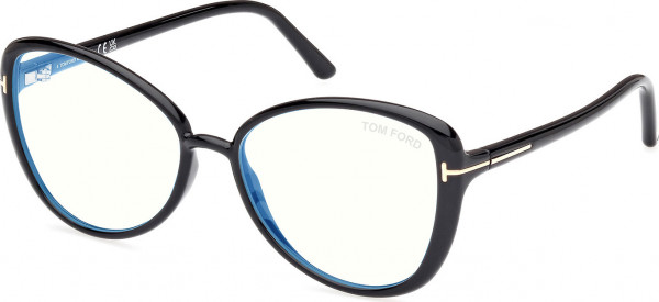 Tom Ford FT5907-B Eyeglasses, 001 - Shiny Black / Shiny Black