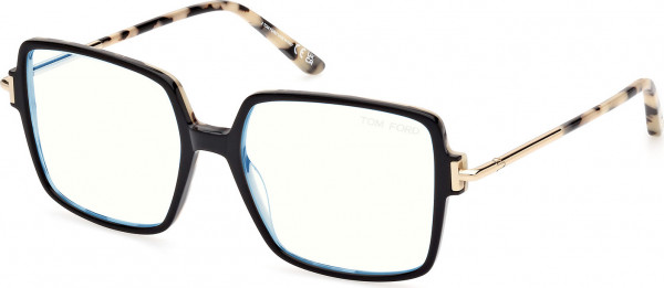 Tom Ford FT5915-B Eyeglasses, 005 - Black/Monocolor / Coloured Havana