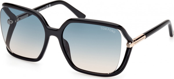 Tom Ford FT1089 SOLANGE-02 Sunglasses, 01P - Shiny Black / Shiny Black