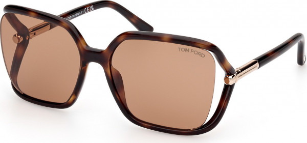 Tom Ford FT1089 SOLANGE-02 Sunglasses, 52E - Dark Havana / Dark Havana
