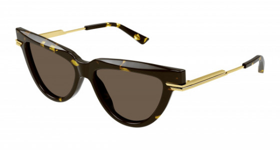 Bottega Veneta BV1265S Sunglasses, 002 - HAVANA with GOLD temples and BROWN lenses