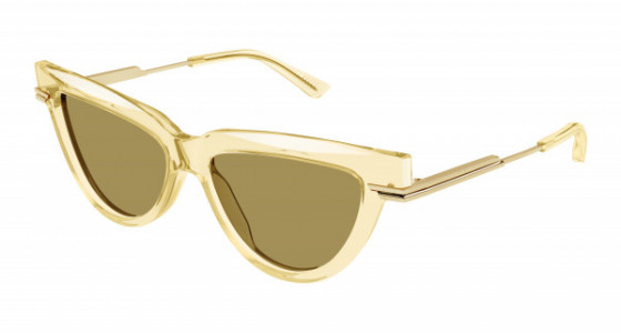 Bottega Veneta BV1265S Sunglasses, 004 - YELLOW with GOLD temples and BROWN lenses