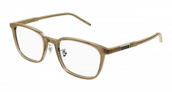 Gucci GG1465OA Eyeglasses, 004 - BROWN with TRANSPARENT lenses