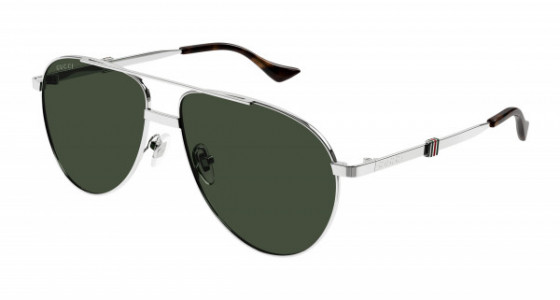 Gucci GG1440S Sunglasses, 002 - SILVER with GREEN lenses