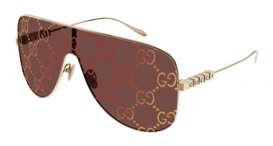 Gucci GG1436S Sunglasses, 003 - GOLD with RED lenses