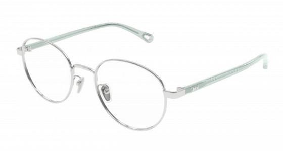 Chloé CH0216OA Eyeglasses, 001 - SILVER with GREEN temples and TRANSPARENT lenses
