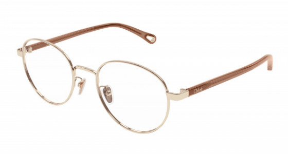 Chloé CH0216OA Eyeglasses, 002 - GOLD with BROWN temples and TRANSPARENT lenses