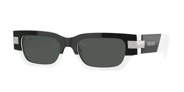Versace VE4465F Sunglasses, 545987 TOP BLACK/WHITE DARK GREY (BLACK)