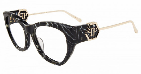 Philipp Plein VPP123M Eyeglasses, MARBLED BLACK (0Z21)
