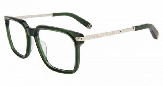 Philipp Plein VPP117M Eyeglasses, TRANSP.GREEN (0G61)