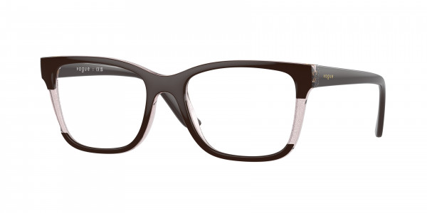 Vogue VO5556 Eyeglasses, 3136 BROWN/TRANSP ROSE GLITTER (BROWN)