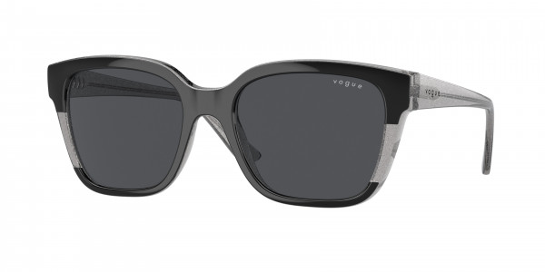 Vogue VO5558S Sunglasses, 313387 BLACK/TRANSP GREY GLITTER DARK (BLACK)