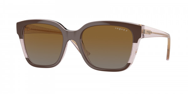 Vogue VO5558S Sunglasses, 3136T5 BROWN/TRANSPARENT ROSE GLITTER (BROWN)