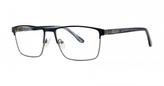 Big Mens Eyewear Club BIG FLOW Eyeglasses, Matte Navy/Gunmetal/Navy Demi