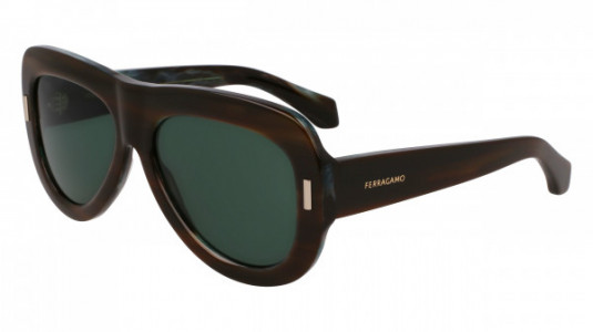 Ferragamo SF2029SE Sunglasses, (221) STRIPED BROWN GREEN