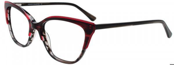 Paradox P5095 Eyeglasses, 030 - Striped Black & Clear Bright Red Top