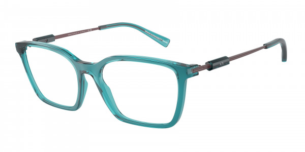 Armani Exchange AX3113 Eyeglasses, 8351 SHINY TRANSPARENT GREEN (GREEN)