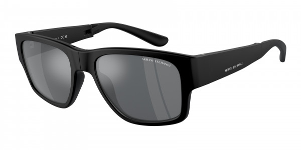 Armani Exchange AX4141SU Sunglasses, 80786G MATTE BLACK LIGHT GREY MIRROR (BLACK)