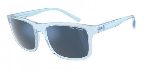 Armani Exchange AX4145SF Sunglasses, 834555 SHINY TRANSPARENT BLUE DARK BL (BLUE)