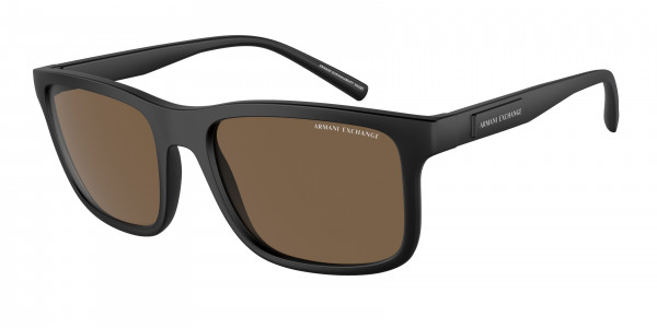 Armani Exchange AX4145S Sunglasses, 807873 MATTE BLACK DARK BROWN (BLACK)