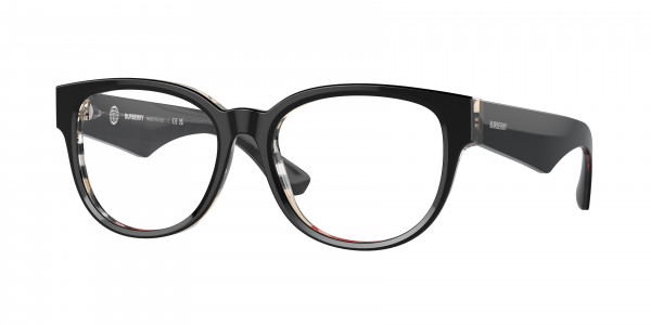 Burberry BE2410 Eyeglasses, 4121 TOP BLACK ON VINTAGE CHECK (BLACK)